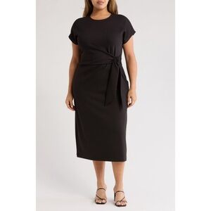 Nordstrom 🫐 Black Midi Plus Size Dress with Tie Waist